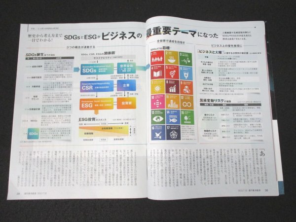 本 No1 00468 週刊東洋経済 2022年7月30日号 ニッポンのSDGs &ESG 停滞する日本の進捗度 ファンドの正しい選び方 気象変動リスク コロナ禍_画像3