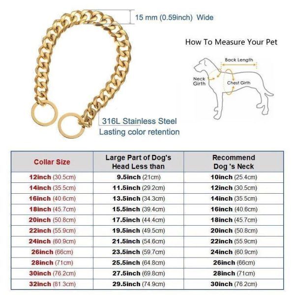 QQ013:15 millimeter meter metal dog training chock chain. necklace large dog color / silver 