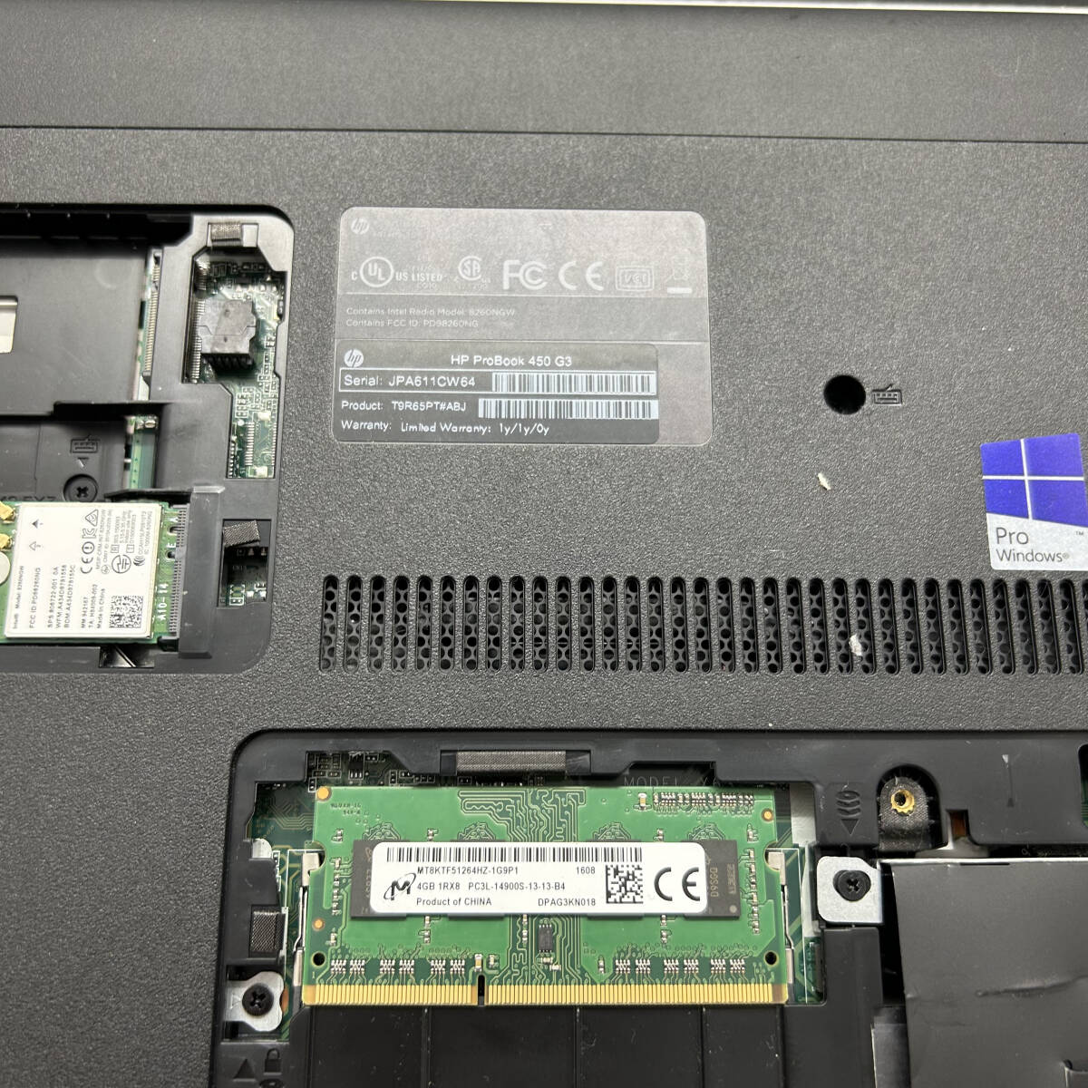 【2台セットジャンク品】HP ProBook 450 G3 intel Corei5 第6世代【32602】の画像9