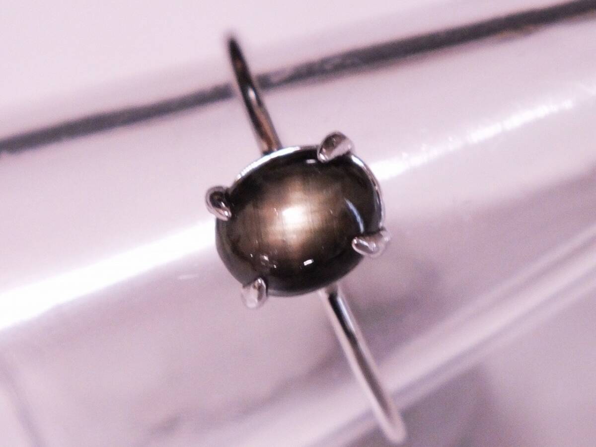 ★天然ブラックスターサファイア 1,7ct 銀製シルバー925 指輪 リングサイズ15号 宝石 天然石 パワーストーン★の画像2