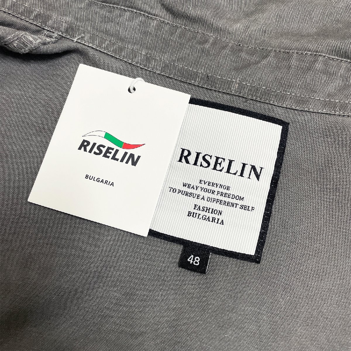 最上級ヨーロッパ製※定価6万◆ブルガリア発※RISELIN ジャケット 薄手 吸湿 ウオッシュ加工 英字 アウター デニム ストリート アメカジ XL_画像8