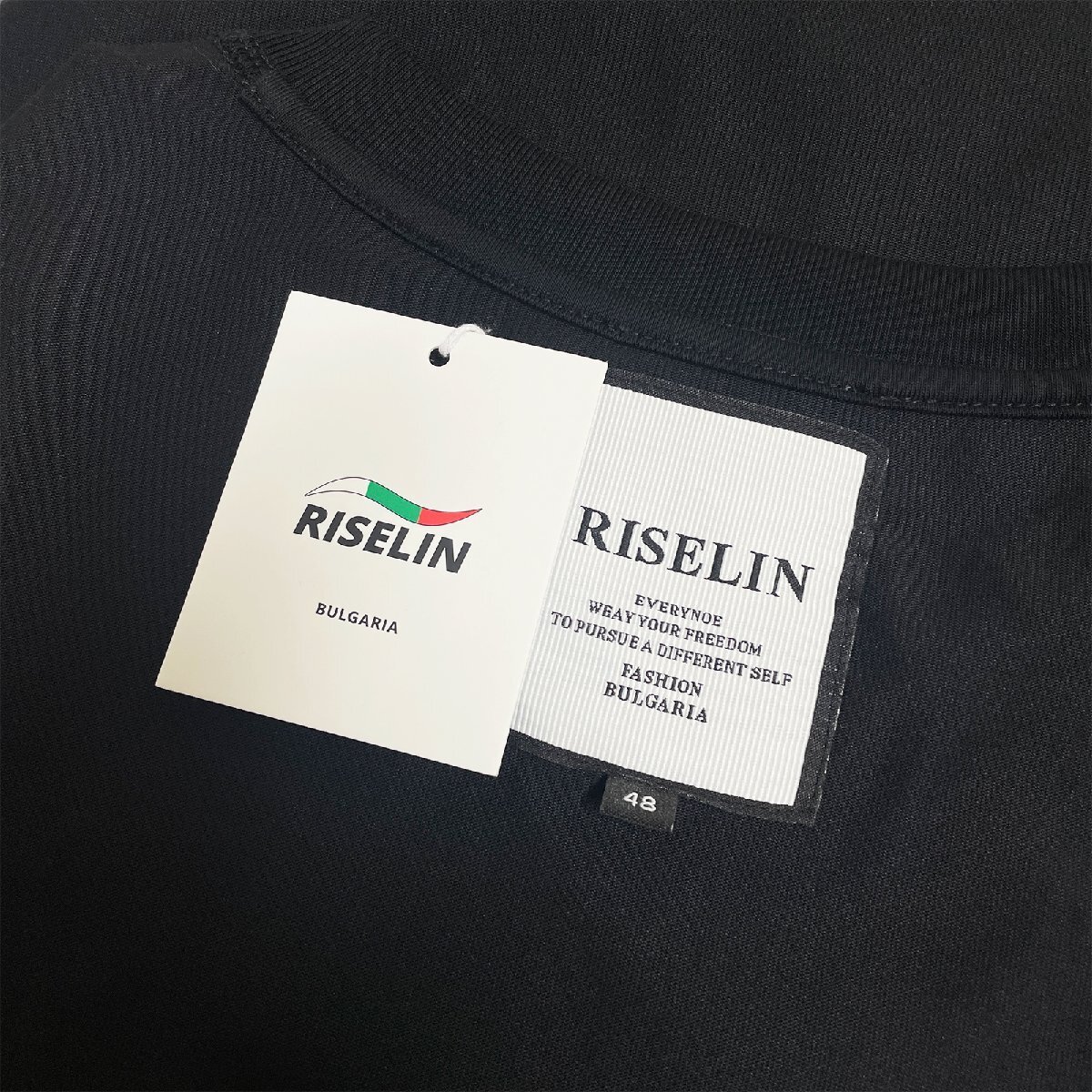 人気ヨーロッパ製※定価2万◆ブルガリア発※RISELIN 半袖Tシャツ コットン 吸湿 通気 お洒落 個性 ドット柄 英字 カットソー トップス XL_画像8