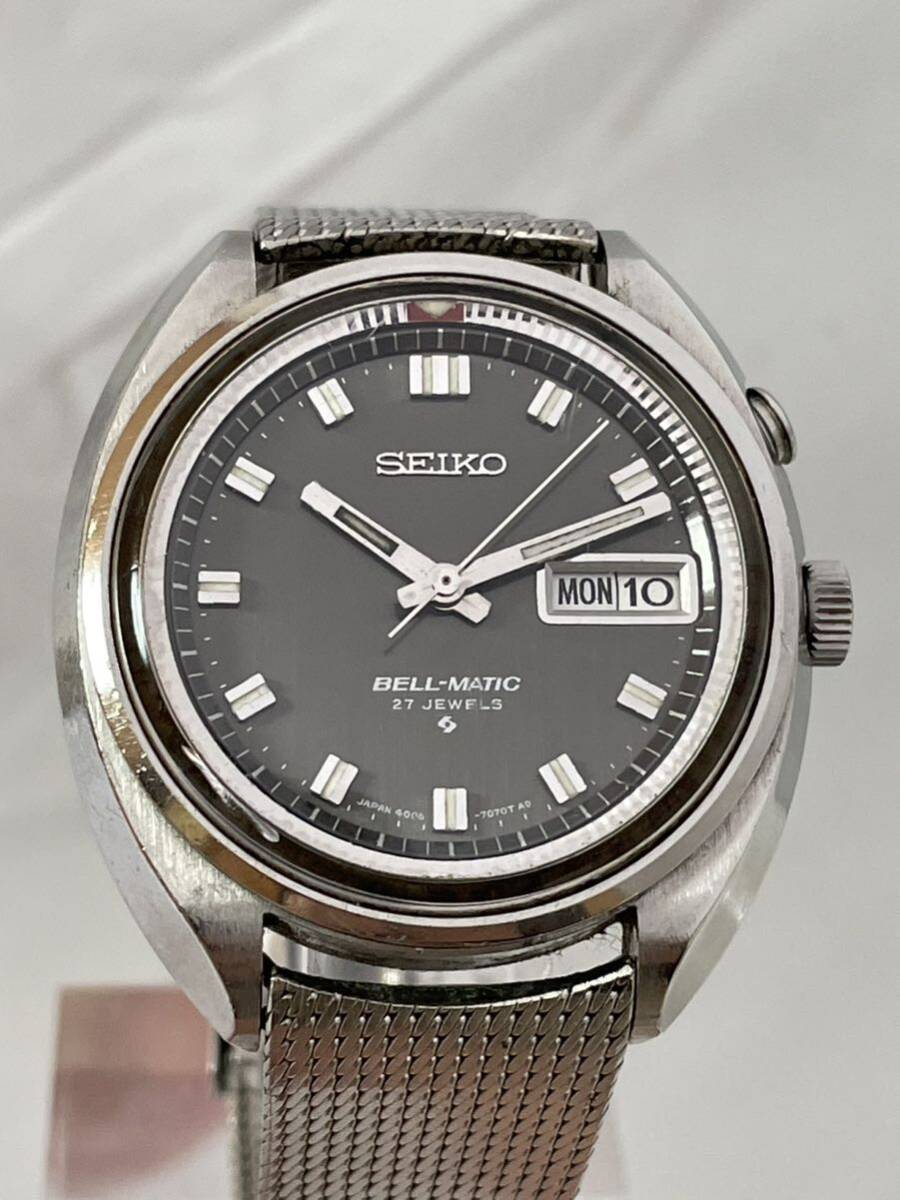 【40-1】1円〜【稼働品】SEIKO セイコー ベルマチック 4006-7000 自動巻き デイデイト 27石 ブラック メンズ 同梱不可_画像3