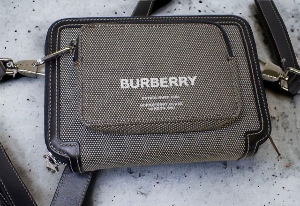 Burberry バーバリー キャンバス レザー ショルダーバッグ ボディバッグ_画像7