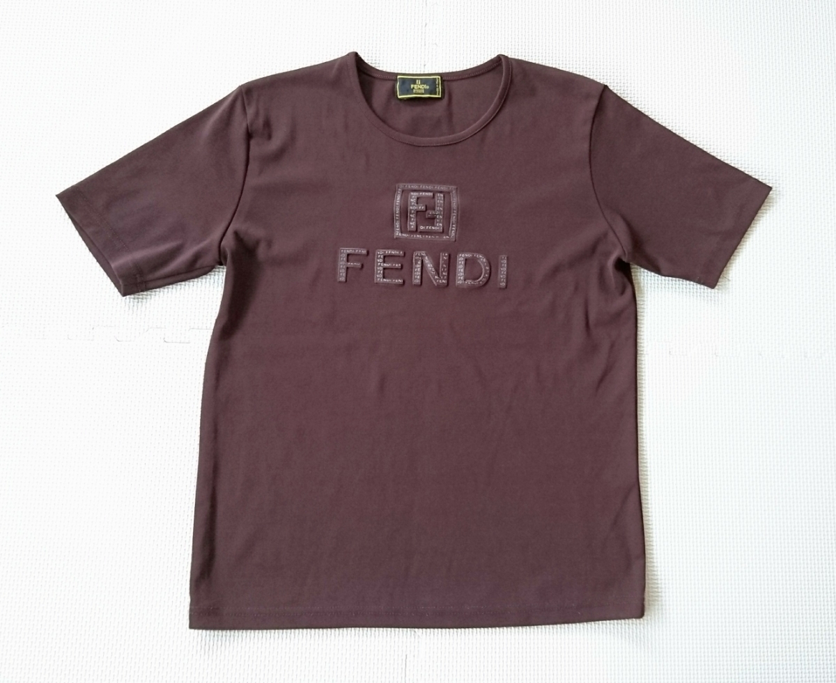 希少 FENDI maglia フェンディ Tシャツ イタリア製 ブラウン