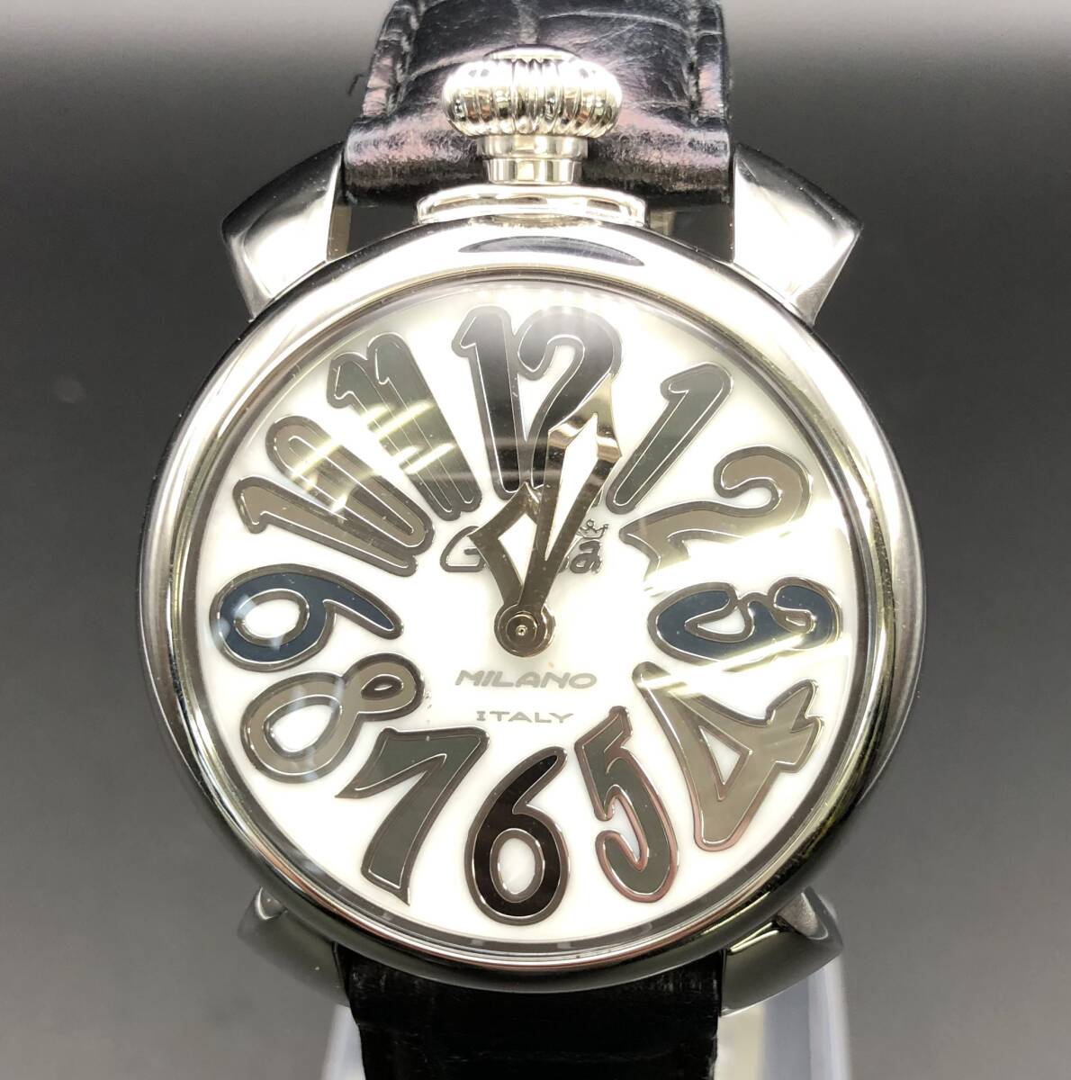 [A]時計(サ60)★[[WH-11398]★GaGaMILANO(ガガミラノ)★5020★MANUALE40 シルバー★稼働品★の画像2