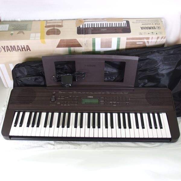 【動作確認品/美品】YAMAHA 61鍵盤 電子ピアノ/電子キーボード PSR-E360 DW 22年製 ウッド調パネル 元箱 ソフトケース付き/170