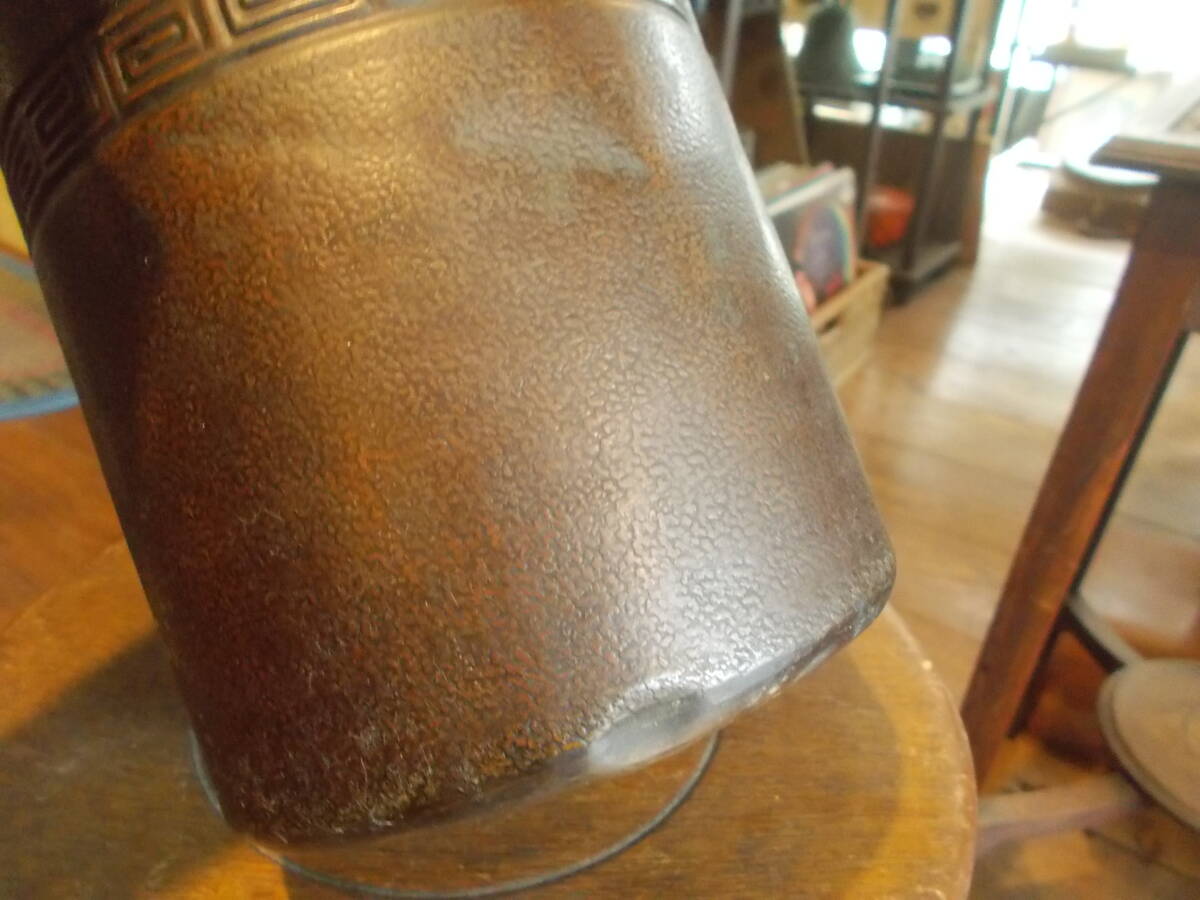 銅製 銅薬缶 水差 やかん 二本手 円筒型 茶道具 時代物_画像8
