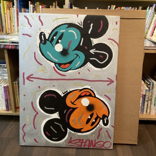 John Stango ジョン・スタンゴ Mickey Mouse ミッキーマウス 絵画 約690x520 PopArt ポップアート 絵画