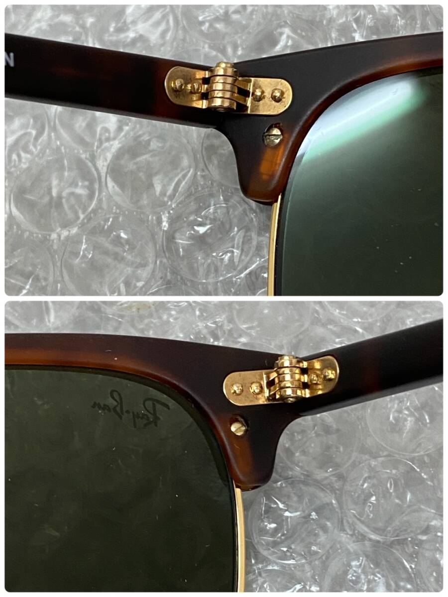 美品/Ray-Ban/レイバン/CLUBMASTER/クラブマスター/サングラス/ソフトケース/ブラウン/ゴールド/RB3016F/0320b_画像8