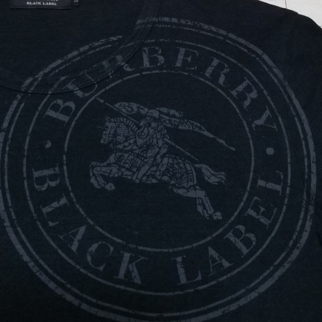 【三陽商会】◎ BURBERRY BLACK LABEL バーバリーブラックレーベル/ 長袖 BIGロゴ クルーネック Tシャツ カットソー SIZE： 2 ブラックの画像5