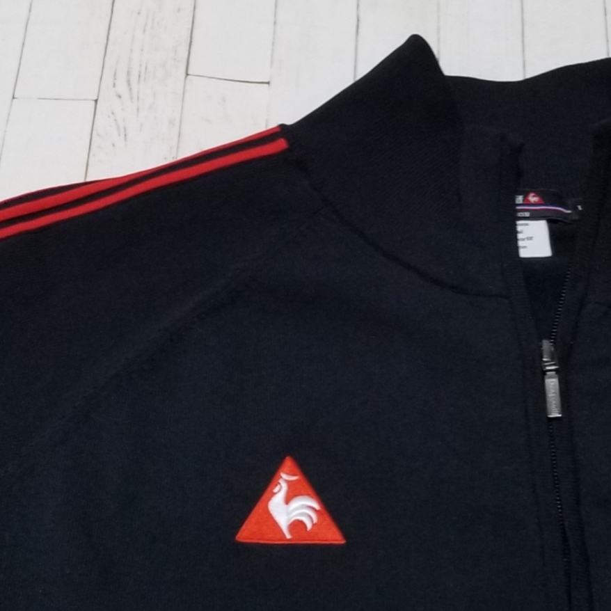 【デサント製/美品】◎ le coq sportif GOLF ルコック ゴルフ/ 長袖 刺繍ロゴ ジップジャケット　SIZE： L　ブラック_画像5