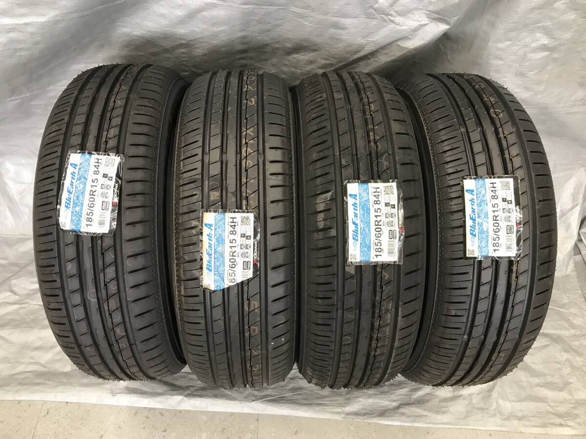 □□2403-150 新品 未使用品！ヨコハマ BluEarth-A ブルーアース 2017年製 185/60R15 4本 送料安い！アクア インサイト フィット シャトル_画像1