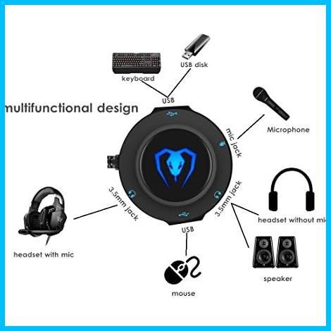 外付けサウンドカード Micolindun USB ゲーミングヘッドセット 変換 アダプタ ハブ 2.0 PC usbハブ PS4 オーディオ変換 インターフェース_画像3