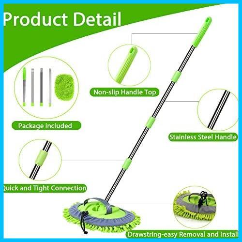 *Green* length 160. two in one car wash brush car wash mop sponge glove flexible type cleaning removed possibility 180 times rotation super superfine fiber soft . water 