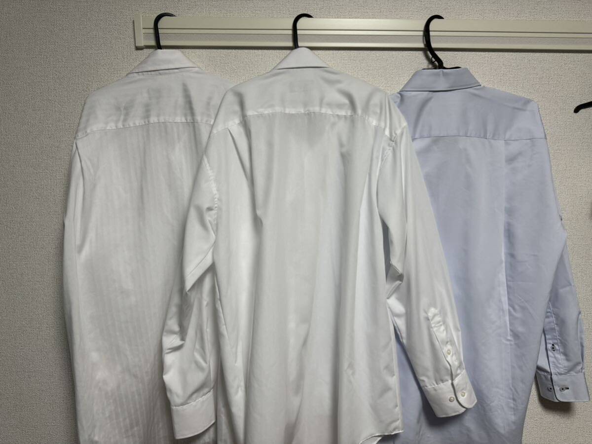 【新品同様品】はるやま KANSAI YAMAMOTO ビジネスワイシャツ 長袖 3枚セット サイズLL 43-84 43-82 白 青 定価12000以上_画像3
