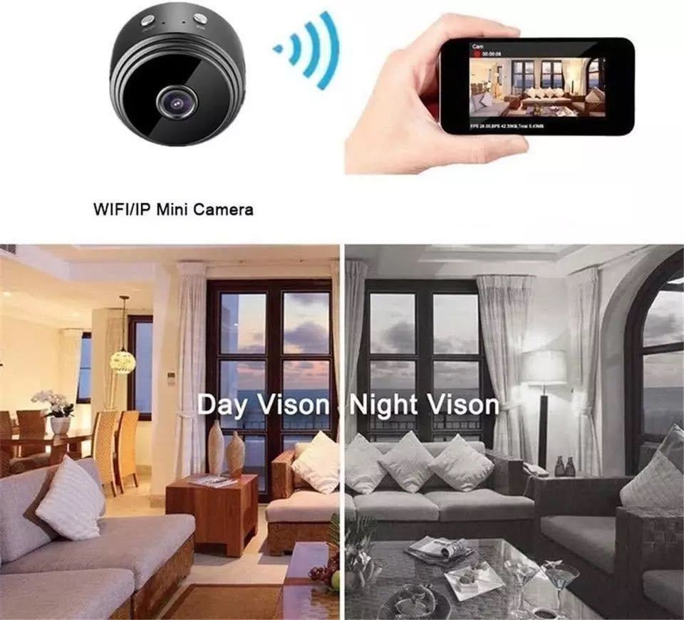 Wifi A9 超小型 ポータブル ミニIP防犯カメラ【送料無料】ホワイトの画像5