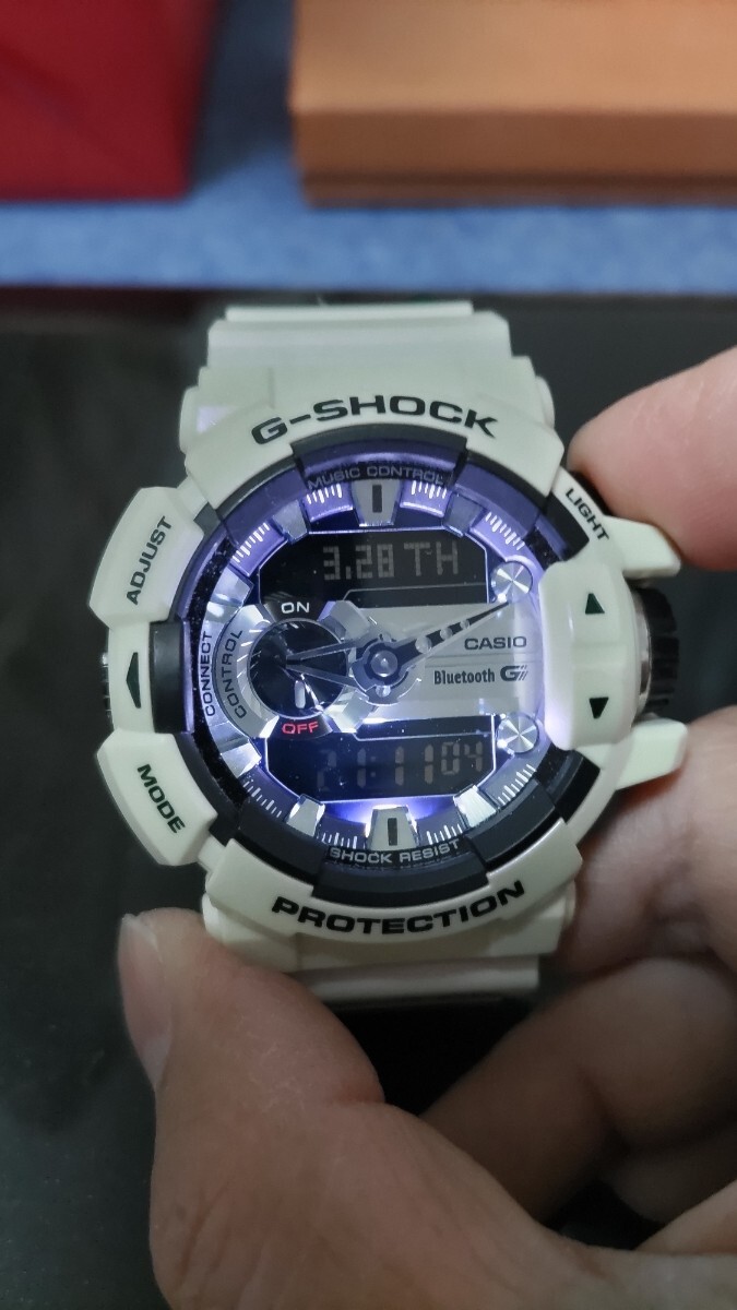 人気 極美品 G-SHOCK カシオ GBA400 SS Bluetooth G'MIX レア モデル 稼働品 アナデジ Gショック CASIO ジーショック パール 白 腕時計 の画像4