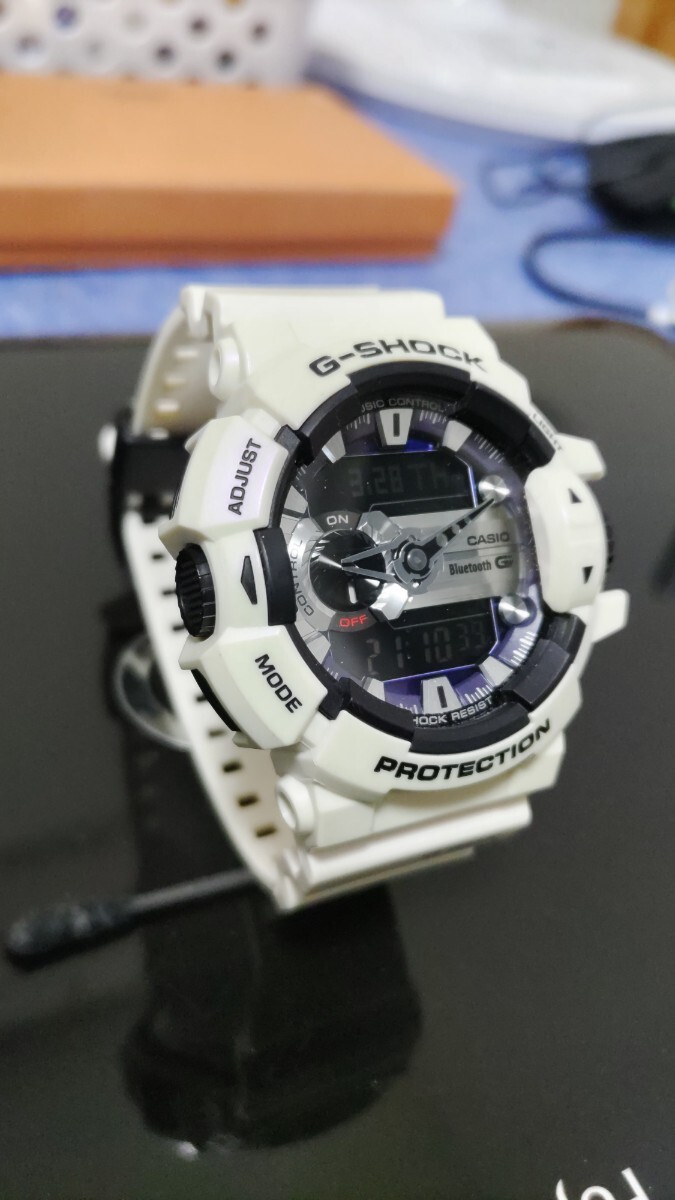 人気 極美品 G-SHOCK カシオ GBA400 SS Bluetooth G'MIX レア モデル 稼働品 アナデジ Gショック CASIO ジーショック パール 白 腕時計 の画像3