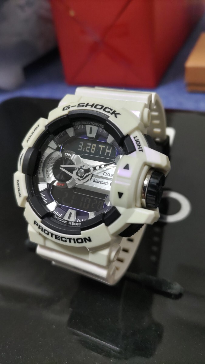 人気 極美品 G-SHOCK カシオ GBA400 SS Bluetooth G'MIX レア モデル 稼働品 アナデジ Gショック CASIO ジーショック パール 白 腕時計 の画像2