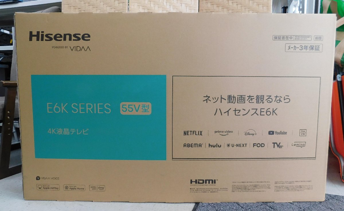 ☆未開封品☆Hisense/ハイセンス 4K液晶テレビ 55E6K 55インチ ネット動画対応 の画像1