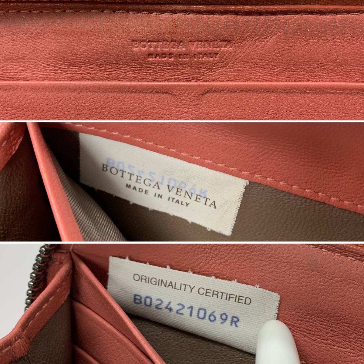 BOTTEGA VENETA ボッテガヴェネタ MADE IN ITALY ピンク ロングウォレット ジッピー 長財布 革 レザー イタリア ボストン vintage 古着の画像7