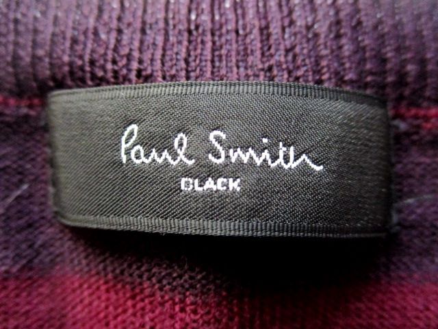 ★ レディース ポールスミス Paul Smith BLACK あたたかな ウール ボーダー柄 長袖ニット Ｍサイズ ワインレッド×ダークパープル_画像6