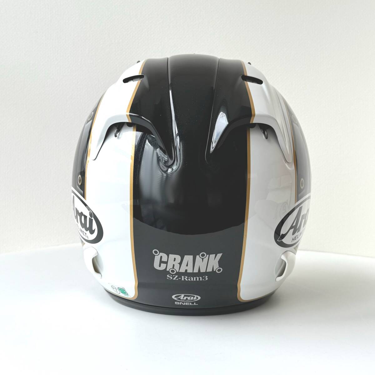 ◆ アライ Arai ヘルメット CRANK クランク SZ-Ram3 57-58cm 保存袋付き ジェットヘルメット ブラック ホワイト ヤマハ YAMAHA バイク用品_画像3
