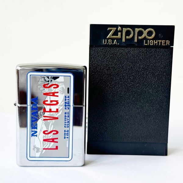 未使用 美品 ◆ ジッポー ZIPPO オイルライター XV ケース付き NEVADA LAS VEGAS シルバーカラー たばこ 喫煙具 ジッポ_画像1