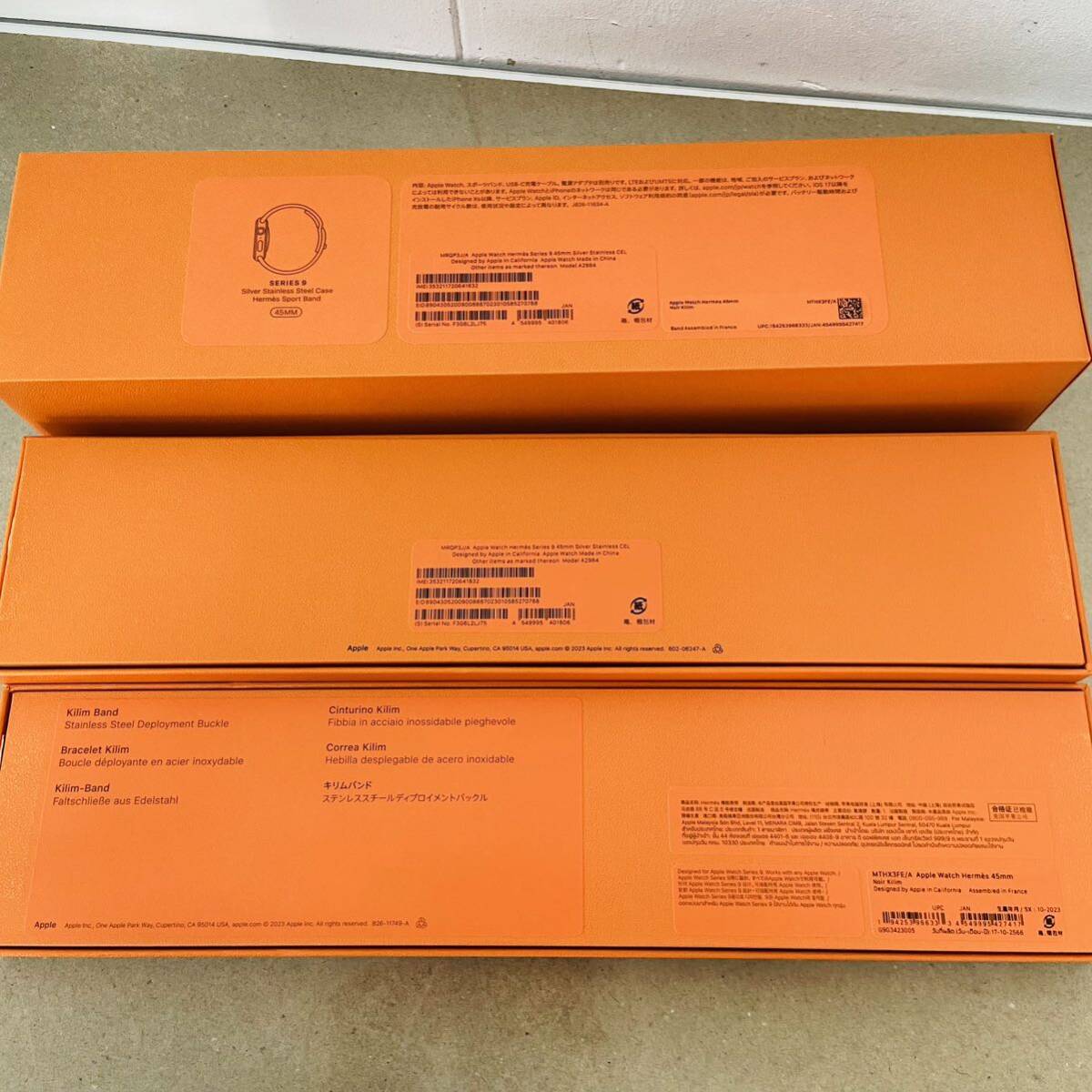 Apple Watch Hermes Series9 45mm GPS+Cellular SIMフリー　MRQP3J/A バッテリー 最大容量100% スポーツバンド+キリムバンド　 i17222_画像9