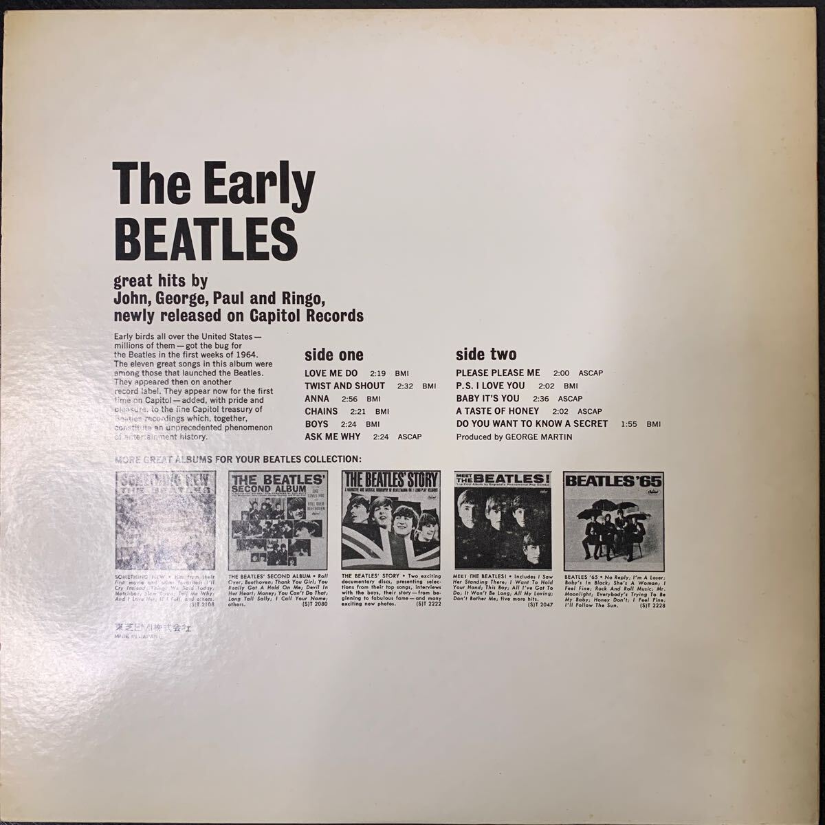 ザ・ビートルズ The Early Beatles Apple Records EAS80565 帯付 ロックバンド ジョン・レノン リンゴ・スター ポール・マッカートニー_画像2