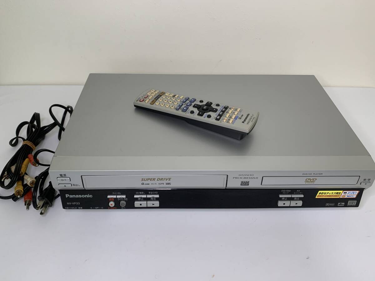 Panasonic パナソニック VHS/DVD一体型ビデオデッキ NV-VP33 リモコン付 中古 現状品 szlpの画像1
