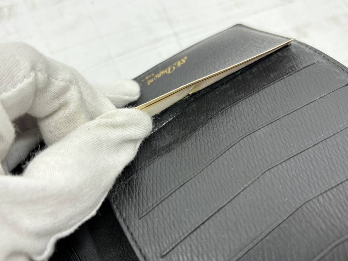 送料無料h58217 S.T.Dupont デュポン ロゴプレート 長財布 ブラック メンズ ウォレット カードケース サイズ(約)横18.5cm縦11cmの画像5
