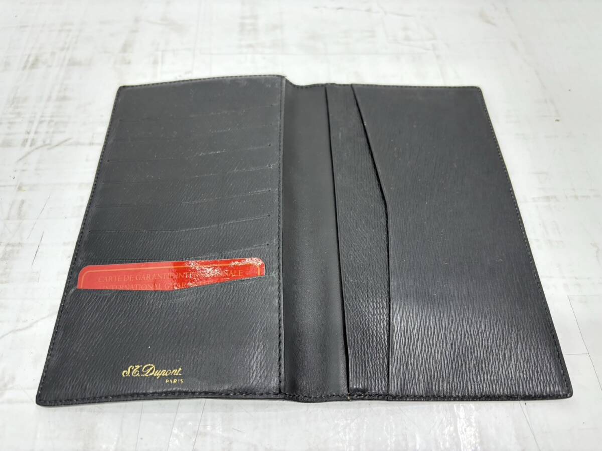 送料無料h58217 S.T.Dupont デュポン ロゴプレート 長財布 ブラック メンズ ウォレット カードケース サイズ(約)横18.5cm縦11cmの画像3
