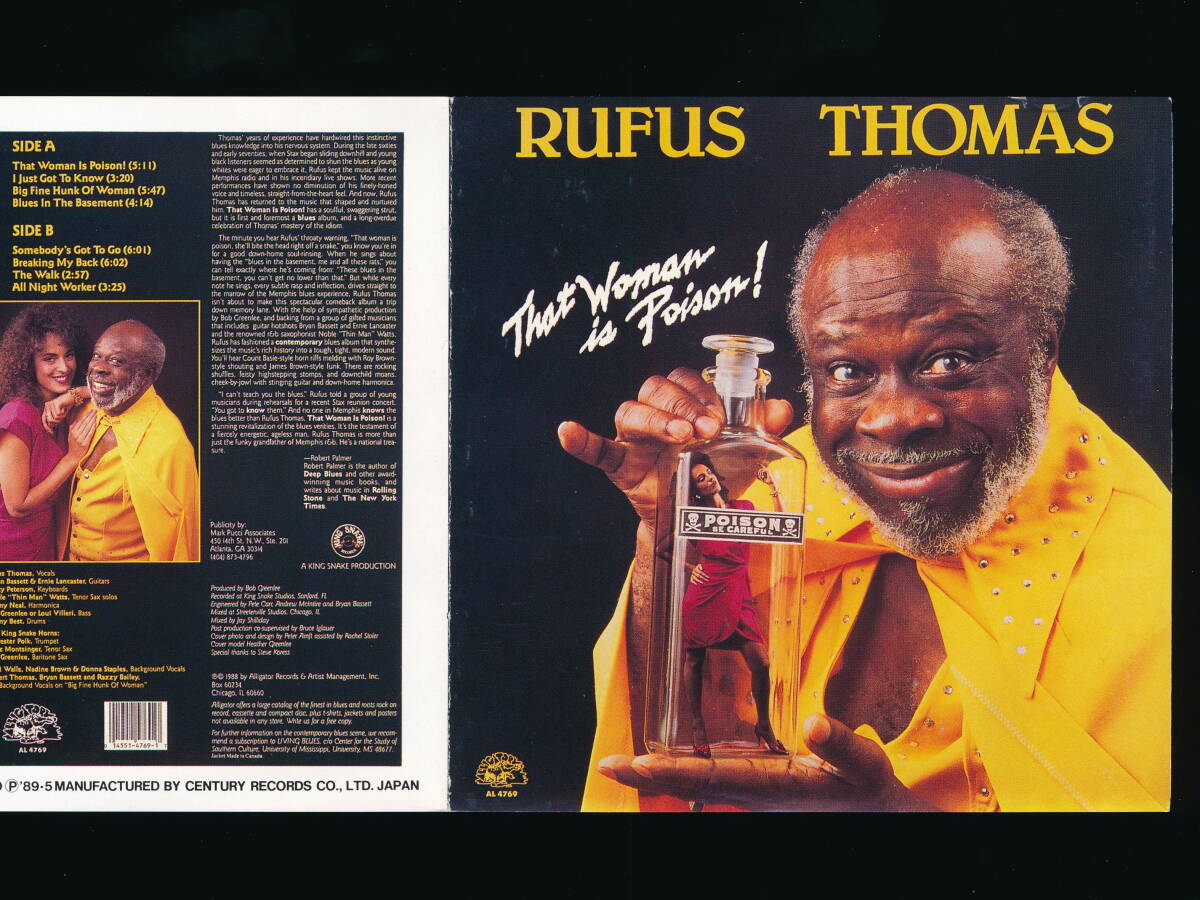 ☆RUFUS THOMAS☆THAT WOMAN IS POISON!☆1989年帯付日本盤☆ALLIGATOR / CENTURY RECORD / PONY CANYON 25ED6011☆の画像5