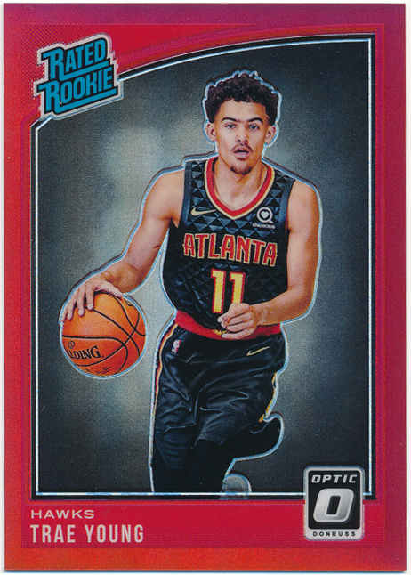 Trae Young NBA 2018-19 Panini Donruss Optic RC Rated Rookie Red Prizm 99枚限定 ルーキーレッドプリズム トレイ・ヤング_画像1