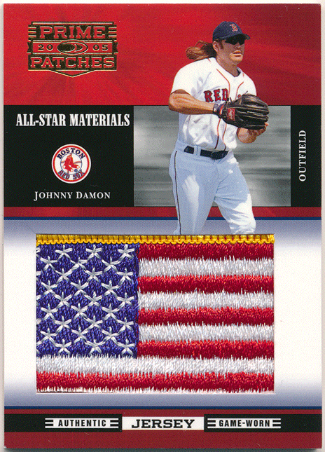 2005 Donruss Prime Patches【Johnny Damon USA Flag】All Star Materials Patch /155枚限定GUオールスター戦・フラッグパッチカードの画像1