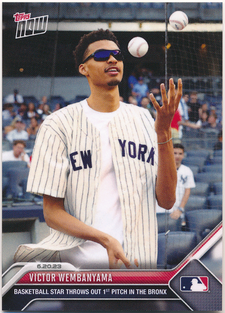 Victor Wembanyama NBA 2023 Topps Now #472 Basketall Star Throws Out 1st Pitch in the Bronx ビクター・ウェンバンヤマ_画像1
