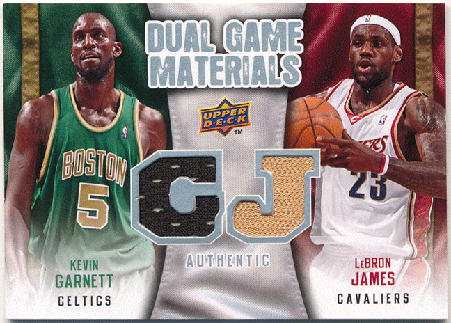 LeBron James / Kevin Garnett NBA 2009-10 Upper Deck UD Dual Game Materials ジャージ ケビン・ガーネット / レブロン・ジェームス_画像1