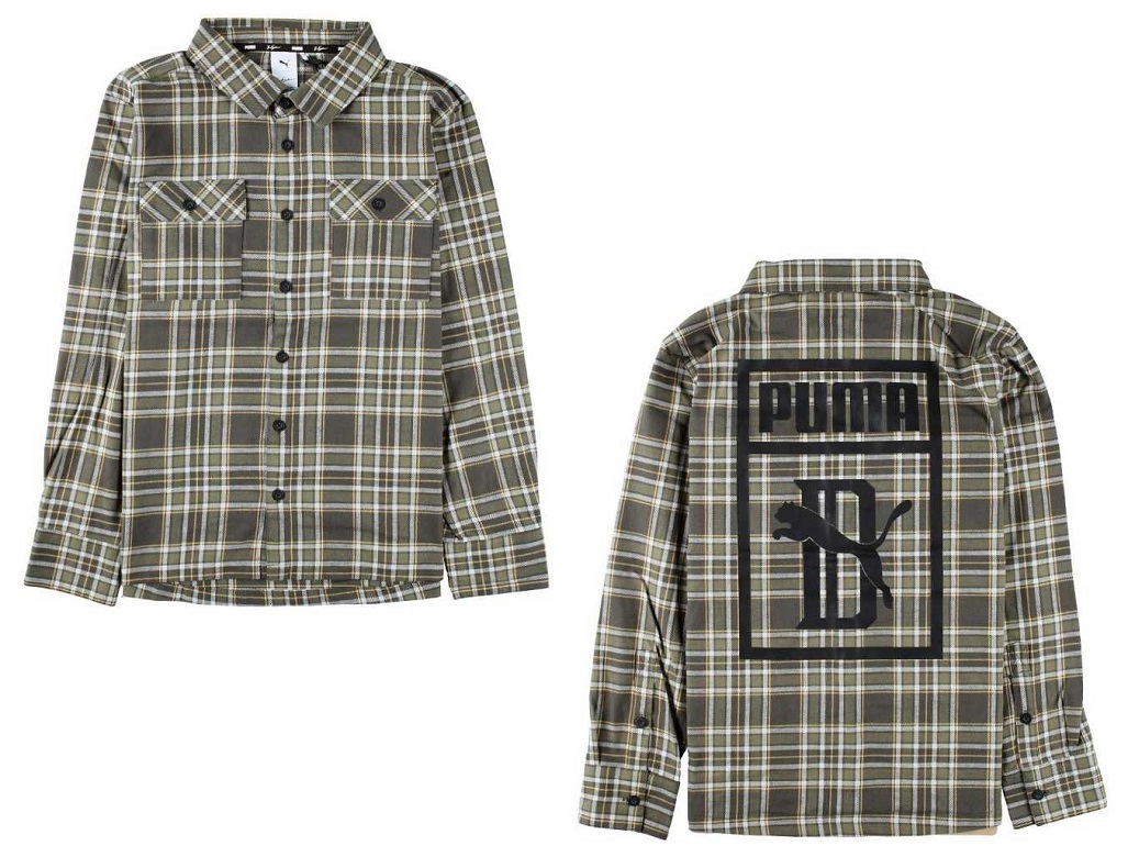 プーマ ビッグショーン コラボ チェックシャツ US/Sサイズ(M相当) 定価12960円 カーキ系 BIG SEAN CHECK SHIRT ネルシャツ_画像1