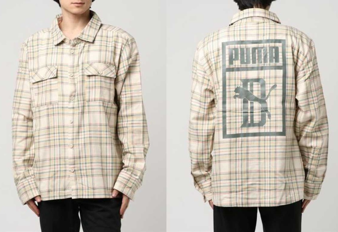 プーマ ビッグショーン コラボ チェックシャツ US/Sサイズ(M相当) 定価12960円 ベージュ系 BIG SEAN CHECK SHIRT ネルシャツ_画像4