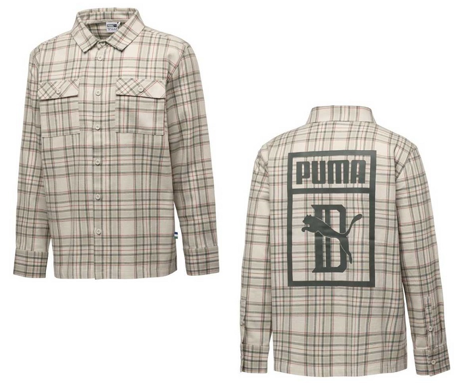 プーマ ビッグショーン コラボ チェックシャツ US/Sサイズ(M相当) 定価12960円 ベージュ系 BIG SEAN CHECK SHIRT ネルシャツ_画像1