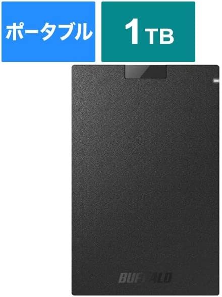 ■送料無料■ 美品【BUFFALO　1TB　ポータブル　SSD　外付け】 Win/Mac/PS5/PS4対応　USB 3.2(Gen 1)　コンパクト＆軽量・耐振動・耐衝撃