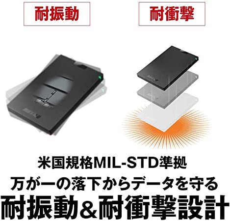 ■送料無料■美品■　BUFFALO　外付け ポータブル SSD　500GB　■ Win/Mac/PS5/PS4対応 USB3.2(Gen1) コンパクト＆軽量/耐振動/耐衝撃/高速