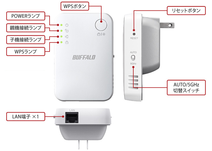 ●送料無料●美品●　バッファロー　Wi-Fi中継器　11ac/n/g/b　866+300Mbps　ハイパワー コンセントモデル　無線LAN中継機 WEX-1166DHPS2_画像10