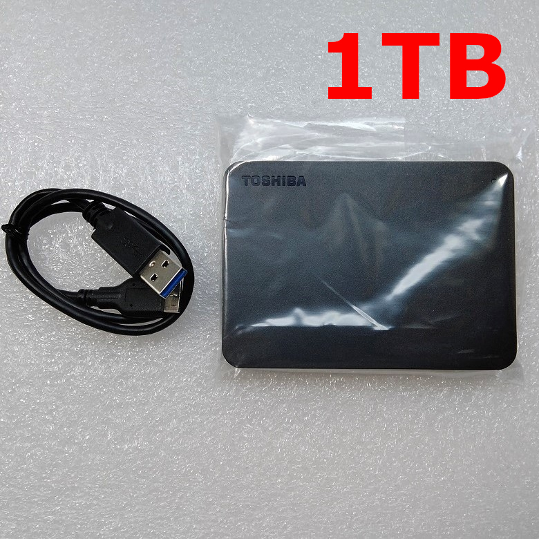 ●送料無料●美品● 東芝　１ＴＢ　ポータブル 外付け ハードディスク 【テレビ録画/PC対応　USB3.2(Gen1)/3.1/3.0対応】Canvio コンパクト