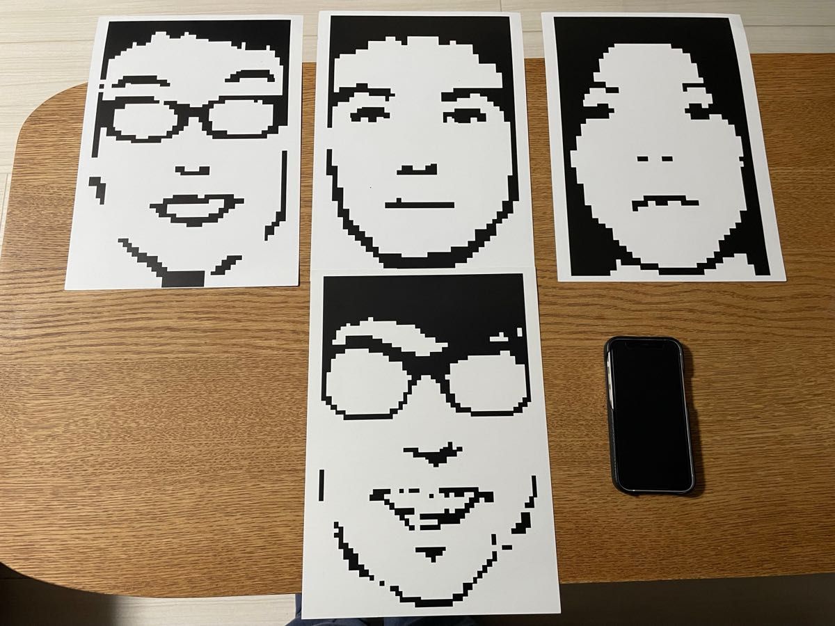 BEAT CRUSADERS メンバー画像　販促用　お面　ドット絵風似顔絵　ヒダカトオル　BECR umu thai araki