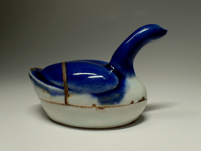 古九谷 瑠璃釉 水鳥香合 江戸前期 茶道具の画像6