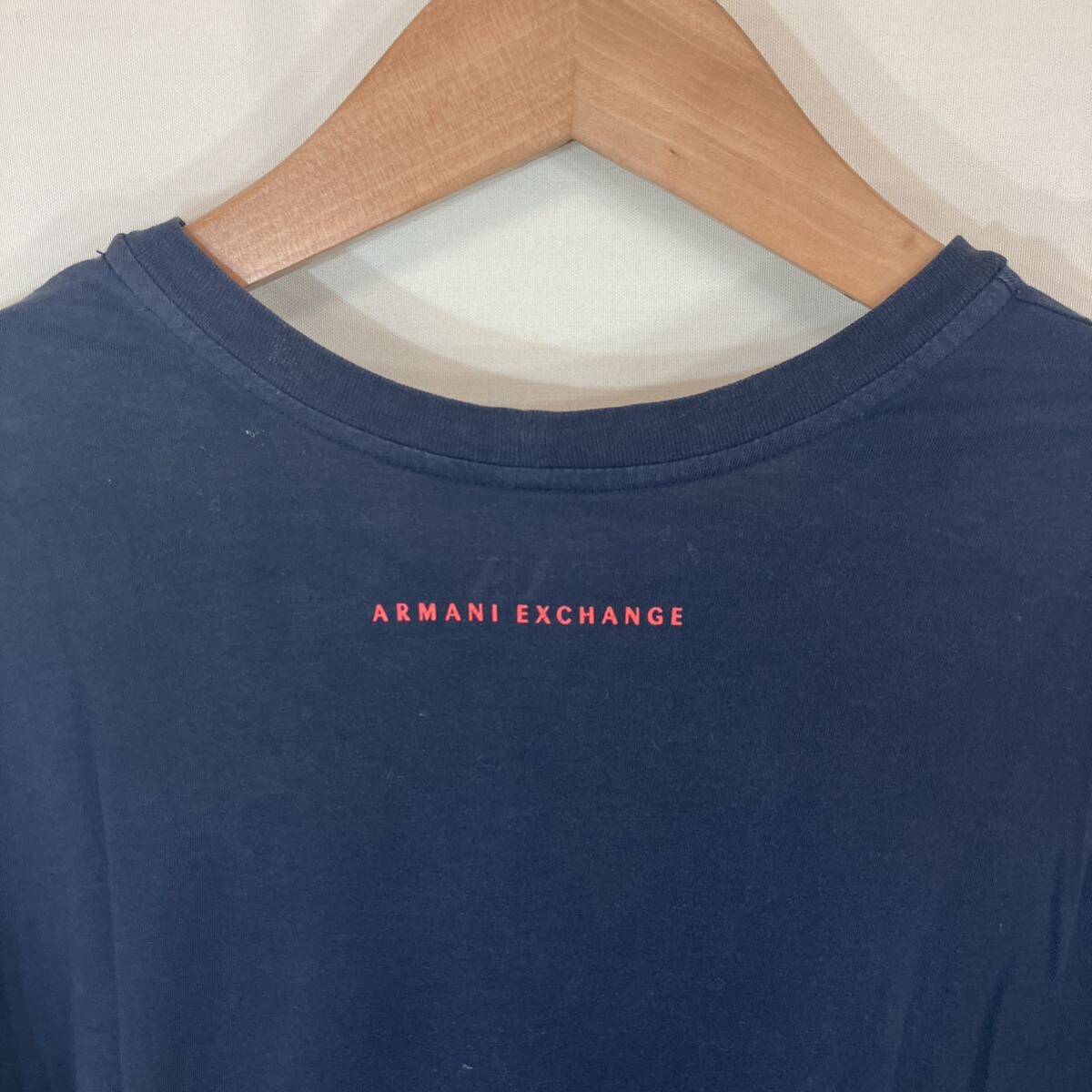 ARMANI EXCHANGE アルマーニ　エクスチェンジ　ladies レディース　ロゴ　デザイン　半袖　tシャツ トップス size:S collar:ネイビー