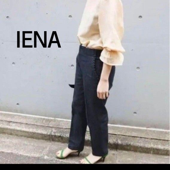 IENA イエナ デニムパンツ 36 S 薄手 ブルー フリルポケット クロップド丈